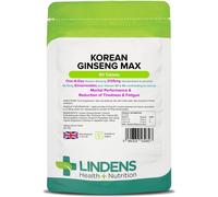 Lindens - Korean Ginseng Max 3125mg - 90 Tablets - 1-A-Day - UK Made - Vitamin B5 & B6, for Normal Mental Performance, Reduction o