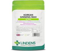 Lindens - Korean Ginseng Max 3125mg - 90 Tablets - 1-A-Day - UK Made - Vitamin B5 & B6, for Normal Mental Performance, Reduction of Tiredness & Fatigue - Letterbox Friendly, Vegan