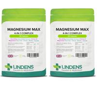Lindens - Magnesium Max 4-in-1 Complex, 90 Caps - 1 a Day, UK Made - Magnesium Glycinate, Citrate, Malate & Taurate - Muscle Support, Bone Health & Energy Boost - Letterbox Friendly, Vegan (Pack of 2)
