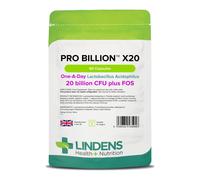 Lindens - Pro Billion X20, 60 Capsules - 20 Billion CFU Plus FOS - 1 a Day, UK Made - High Potency Lactobacillus Acidophilus, Heal
