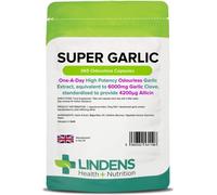 Lindens Super Garlic, 365 Odourless Capsules - High Strength 6000mg (4200mcg Allicin) - Contributes to Normal Muscle Function, Heart and Immune Health - UK Made, Letterbox Friendly