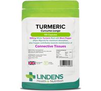 Lindens Turmeric 500mg with Black Pepper - 100 Vegan Capsules | 1-A-Day | UK Manufacturer - 1000mg per Serving | Natural Curcumin