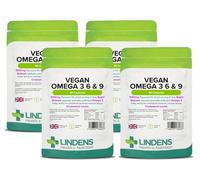 Lindens - Vegan Omega 3, 6 & 9 - 360 Capsules - UK Made - Flaxseed 1000mg Softgel Capsules - Rapid-Release - (90 Pack x4) - Letterbox Friendly