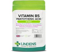 Lindens - Vitamin B5 Pantothenic Acid 500mg, 90 Tablets - UK Made | 1-A-Day | Contributes to Mental Performance, Metabolism & Reduction of Tiredness | 7666% NRV Dose - Letterbox Friendly, Vegan