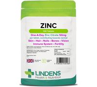 Lindens Zinc Citrate 50mg - 100 Vegan Tablets - Immune Function, Fertility, Healthy Bones, Vision, Hair, Nails and Skin - Made in