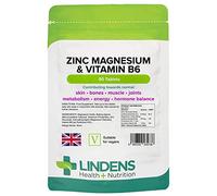 Lindens Zinc, Magnesium and Vitamin B6 Complex Tablets - 90 Pack - Reduction of Tiredness and Fatigue - UK Manufacturer, Letterbox Friendly