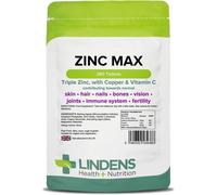 Lindens Zinc Max Tablets - 360 Pack - (90 Pack x4) Triple Zinc with Copper and Vitamin C - Immune System, Bones, Vision, Hair, Nails, and Skin - UK Manufacturer