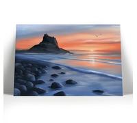 Lindisfarne Castle at Sunrise Canvas Wall Art Print | Northumberland Picture | Landscape Painting | Wall Decor | Holy Island | Framed & Unframed Prints (A2 Unframed Print)