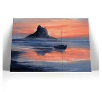 Lindisfarne Castle Canvas Wall Art Print | Northumberland Sunset Picture | Landscape Painting | Wall Decor | Holy Island | Framed & Unframed Prints (30x20inch Framed Canvas)