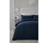 'Lindly' Waffle Duvet Cover Set Serene Navy Super King