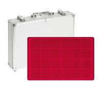 LINDNER Das Original Aluminium Coin Case with 5 Red Coin Trays for 120 Coins or Coin Capsules up to 45 mm Diameter