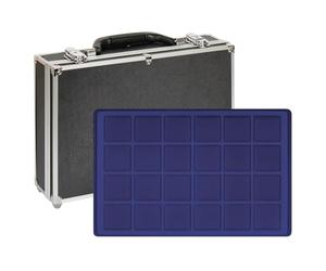 LINDNER Das Original Large coin collection case with 8 dark blue coin trays for 192 coins or coin capsules up to 45 mm in diameter