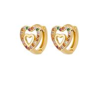 Lindo arco iris circón corazón pendientes de aro para mujer pendientes de joyería de moda coreana regalos de amistad brincos regalos de moda