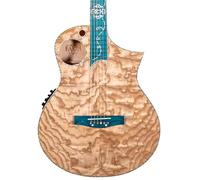 Lindo Earth Slim Body Electro Acoustic Guitar | Figured Tamo Ash and Flatsawn Zebrano | BS3M Blend Preamp/Tuner with Dual Jack/XLR Output | Solid Maple Teal Fretboard and Bridge (Steel Strings)