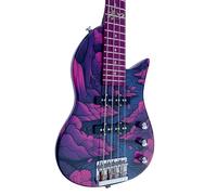 Lindo Kawa Electric Travel Bass Guitar | Japanese River Graphic Art Finish | Purple Gloss (Short Scale 28.6")