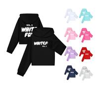 LindoMaker Girls and Boys Hoodie Long Sleeve Unisex Fleece Sweatshirt School Warm Letter Print Coats Casual Fashion Pullover School Sweat Hoodie for Childrens (Black-A, 9-10 Years)