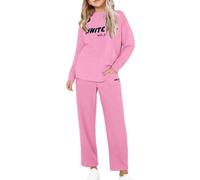LindoMaker Girls Simple And Fashionable Printed Trendy Round Neck Set Loose Sports Long Sleeve Trousers Piece Set Baby Bundle Sets (Pink, 5-6 Years)