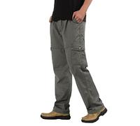 LindoMaker Mens Knee Length Trousers Cargo Trousers for Men UK Elasticated Waist Combat Pants Comfortable Quick Dry Walking Trousers Plus Size Summer Pants(09-C,5XL)