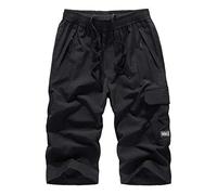 LindoMaker Plus Size Cargo Shorts for Men Big and Tall Quick Dry Workout Hiking Outdoor Stretchy Casual Summer Shorts with Pockets (Black,6XL)