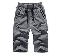 LindoMaker Plus Size Cargo Shorts for Men Big and Tall Quick Dry Workout Hiking Outdoor Stretchy Casual Summer Shorts with Pockets (Gray,7XL)