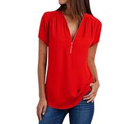 LindoMaker Pregnant Shirts for Women Womens Shirts Sexy Party V Neck Tops Short Sleeve Relaxed Fit Shirt Blouse 2023 Stylish Work Shirts(60-Red,XL)