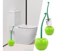 LindoMaker Toilet Brush Set Creative Lovely Cherry Shape Hideaway Compact Lavatory Brush with Holder Bathroom Tool(B-Apple,One Size)