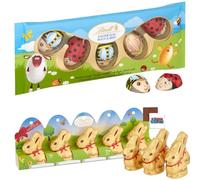 Lindor Easter Bundle - Gold Bunny Milk Chocolate 5-Pack & Bugs & Bees Hazelnut Chocolates with Rice Crispies - Festive Easter Gift Set Boxed Treatz