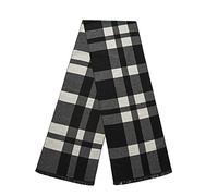 Lindoro Men's Cozy Tartan Check Merino Wool Scarf, Long Warm Lightweight Winter Classic Scarves w/Gift Box (Black/White Checked)