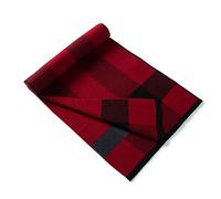 Lindoro Merino Wool Scarf for Men, Tartan Warm Lightweight Plaid Winter Long Scarves w/Gift Box (Burgundy & Grey)