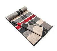 Lindoro Merino Wool Scarf for Men, Tartan Warm Lightweight Plaid Winter Long Scarves w/Gift Box (Camel)