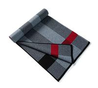 Lindoro Merino Wool Scarf for Men, Tartan Warm Lightweight Plaid Winter Long Scarves w/Gift Box (Light & Dark Grey)