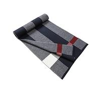 Lindoro Merino Wool Scarf for Men, Tartan Warm Lightweight Plaid Winter Long Scarves w/Gift Box (Navy & White)