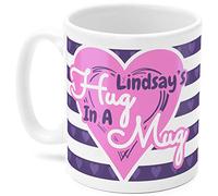 Lindsay Mug, Cup, Lindsay's Hug in A Mug, (Pink and Purple)