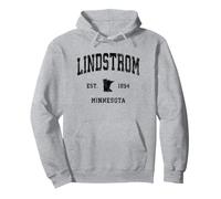 Lindstrom Minnesota MN Vintage Athletic Black Sports Design Pullover Hoodie