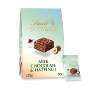 Lindt CHOCO WAFER Milk Chocolate & Hazelnut Sharing Box 135g | Crispy Wafer Biscuits with Smooth Hazelnut Cream | Swiss Milk Chocolate Wafer Treats | Perfect for Sharing
