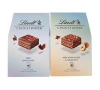 Lindt CHOCO WAFER Twin Pack (2 x 135g) | Crispy Cocoa Wafer Layers in Luxury Milk Chocolate & Milk Chocolate with Hazelnut | Master Chocolatier Treats