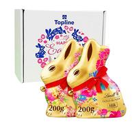 Lindt Chocolate Easter Bunnies for Easter Gifts - Pack of 2 x 200g Flower Limited Edition Milk Latte Chocolate Golden Bunnies. Great Chocolate Gift for Women, Kids Egg Hunt