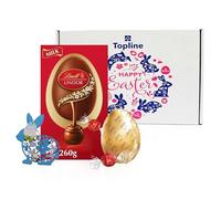 Lindt Chocolate Easter Egg Hamper - Luxury Milk Chocolate Egg with Chocolate Truffles 260g Chocolates Gift Box with Wooden Topline Easter Decoration, Easter Gifts for Women