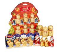 Lindt Chocolates Christmas Tree Decorations - Christmas Chocolate Bundle of Golden Teddy Bears 6 x 10g & Santa Sleigh 5 x 10g for Chocolate Hamper, Stocking Fillers, Chocolate Gifts for Kids