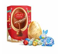 Lindt Chocolates Easter Egg for Easter Gifts - Large Milk Chocolate Rainbow Chocolate Egg with Assorted Truffles 310g & Topline Easter Wooden Decoration. Great Gifts for Women, Mum
