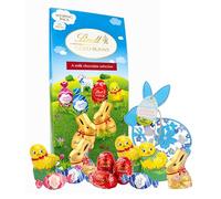Lindt Chocolates Easter Eggs Hunt Pack - 460g Milk Chocoalte Golden Bunnies. Little Chicks & Mini Eggs 51 Pieces Sharing Pack with Topline Wooden Decoration. Great Easter Gifts for Kids