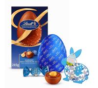 Lindt Chocolates Hazelnut Easter Egg - Large Milk Chocolate Egg with Nocciolatte Truffles 245g & Topline Wooden Easter Decoration. Great Easter Gifts for Women, Hampers