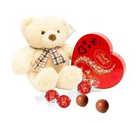 Lindt Chocolates & Teddy for Womens Gifts - Milk Chocolate Irresistibly Smooth Heart Shaped Box with Truffles 200g & Soft Teddy Bear for Christmas Gifts, Valentines Day Gifts for Women or Birthdays