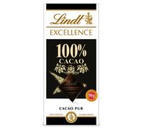 Lindt Excellence 100 Percent Cocoa Chocolate Bar Pure Cocoa 50g