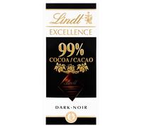 Lindt Excellence 99% Dark Chocolate Bar, 50g x 18
