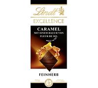 Lindt Excellence Caramel Salt Chocolate | 100g chocolate bar | Dark chocolate with caramel and a touch of fleur de sel | Lactose free | Gluten Free | Pack of 10 (10 x 100g)