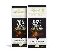 LINDT Excellence Dark 70% Cocoa Chocolate Bar & LINDT Excellence Dark 85% Cocoa Chocolate Bar, Pack of 2, 100g
