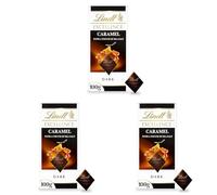 Lindt Excellence Dark Caramel Chocolate Bar with a Touch of Sea Salt - 100 g (Pack of 3)