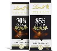 Lindt Excellence Dark Chocolate Bar, 85% Cocoa and 70% Cocoa, Rich Dark Chocolate, 100g Each, Pack of 2