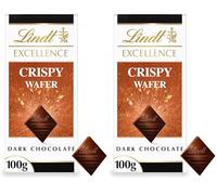 Lindt Excellence Dark Chocolate Crispy Wafer Bar 100g (Pack of 2)